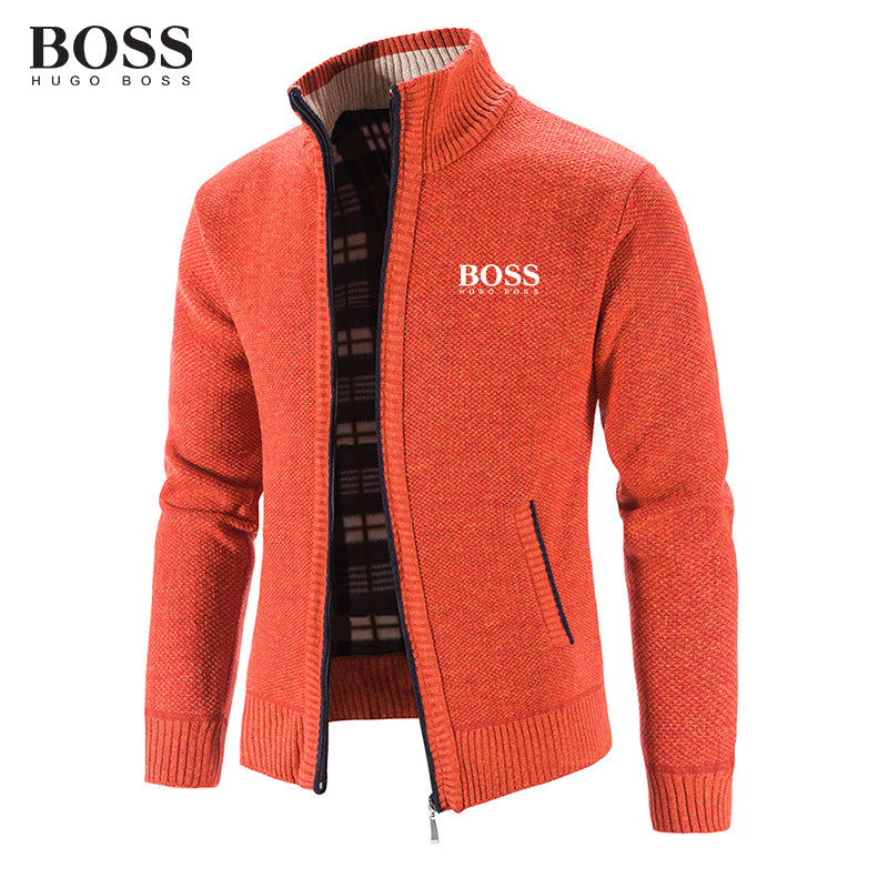 BOSS Men Band Collar External Trench Coat