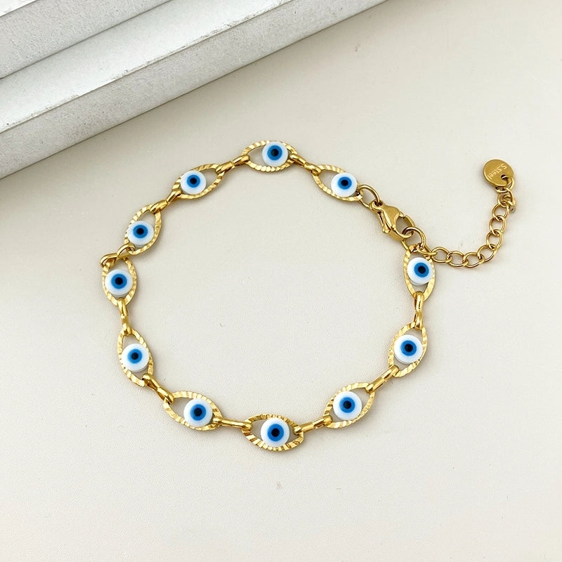 Funny Modern Style Minimalist Eye 304 Stainless Steel Gold Plated Bracelets In Bulk