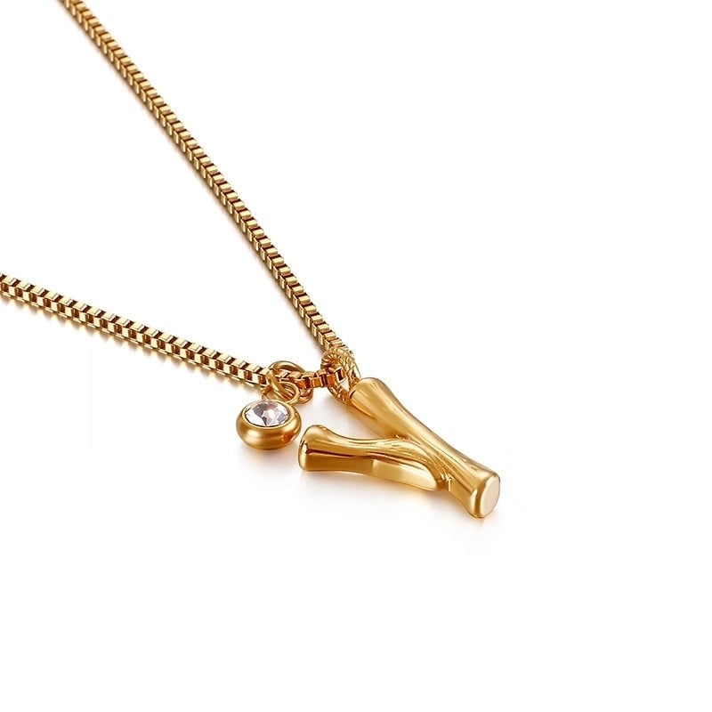 Titanium Steel 18K Gold Plated Minimalist Commute Patchwork Letter Necklace