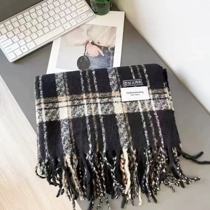 Women's Lady Minimalist Lattice Imitation Cashmere Scarf