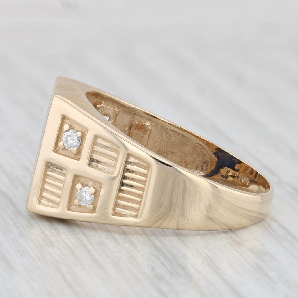 Lapis Lazuli Diamond Ring 14k Yellow Gold Size 11.75 Men's Vintage