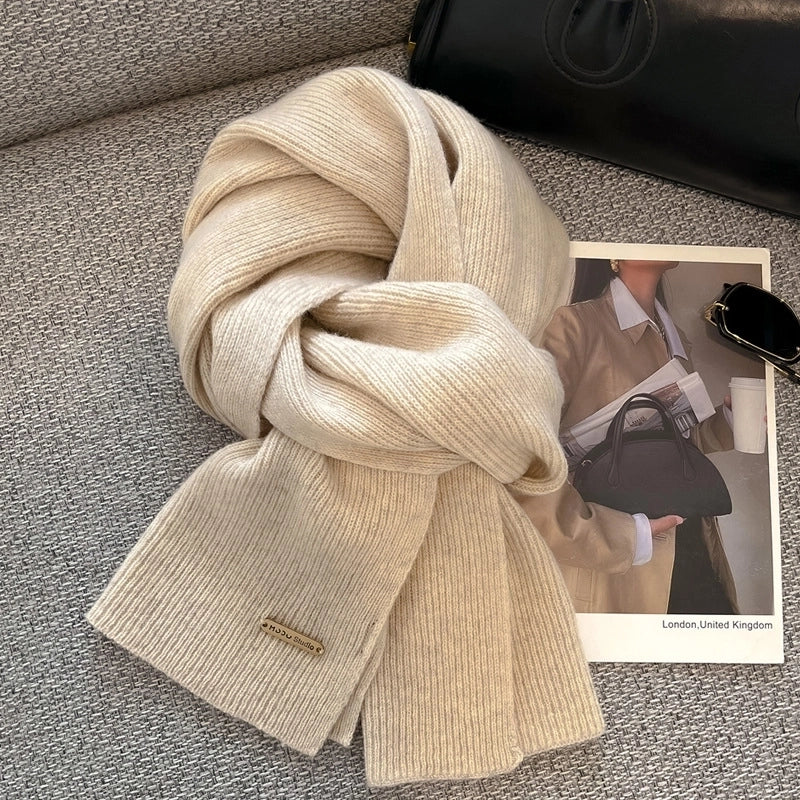 Unisex Elegant Business Basic Solid Color Fleece Scarf