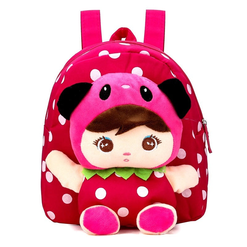 Factory Direct Supply In Stock 1-4 Years Old Boys And Girls Cartoon Backpack Cute Canvas Backpack Doll Children's Schoolbag