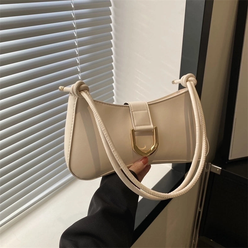 Women's Pu Leather Solid Color Classic Style Zipper Shoulder Bag