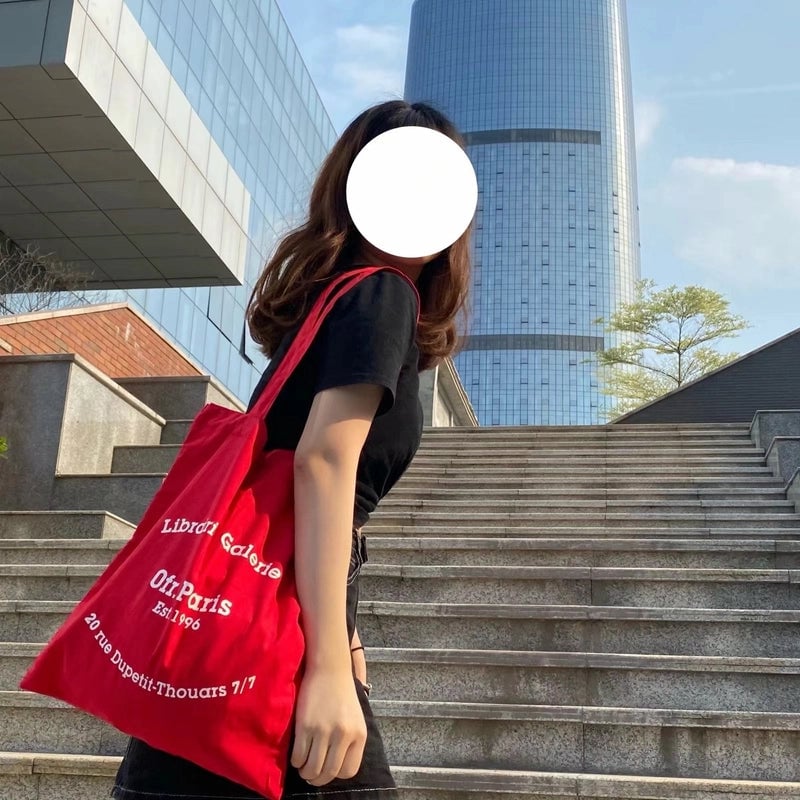 Simple Letter Shoulder Bag Student Schoolbag Commuter Canvas Bags