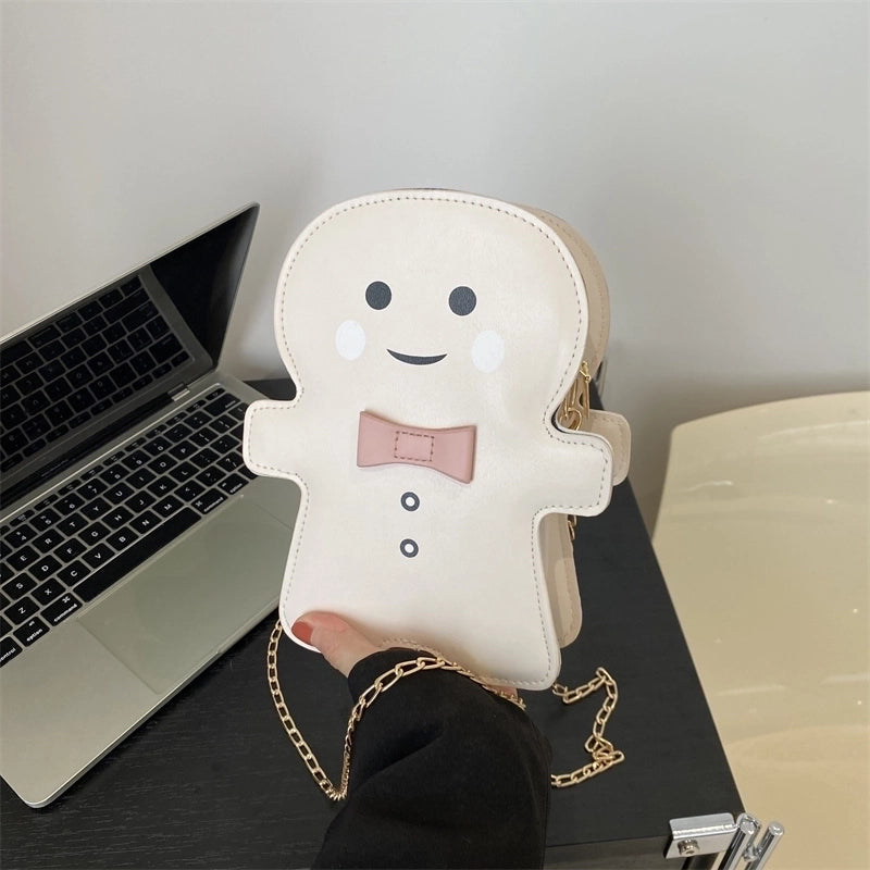 Women's Pu Leather Cartoon Character Cute Oval Zipper Shoulder Bag