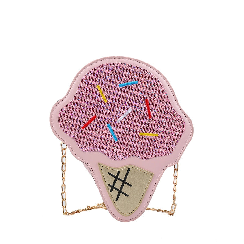 Women's Small Pu Leather Ice Cream Streetwear Zipper Crossbody Bag
