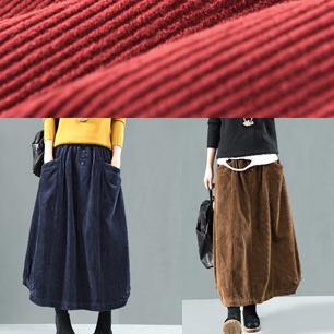 Women Elastic Waist Pockets Spring Wardrobes Tutorials Blue Skirt