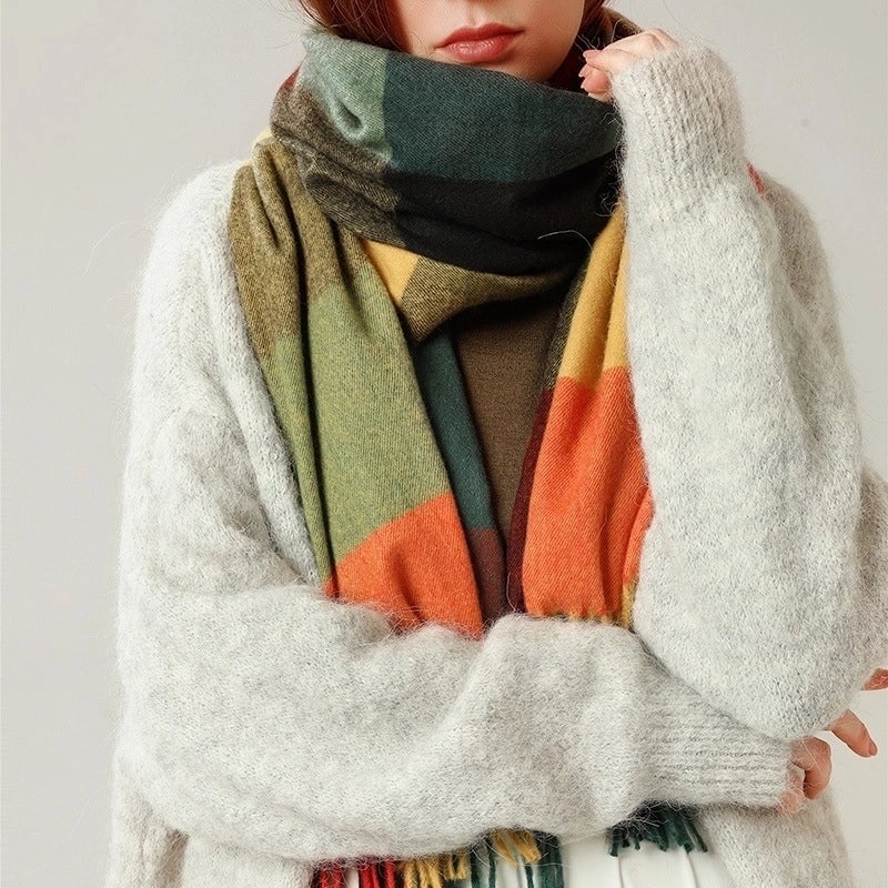 Women's Minimalist Color Block Polyester Printing Scarf