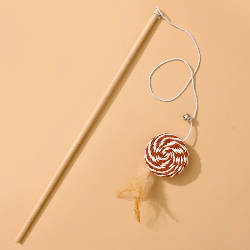 Cat Toys Linen Mouse Wooden Pole Cat Teaser Handheld Interactive Cat Teaser Toy Cat Supplies