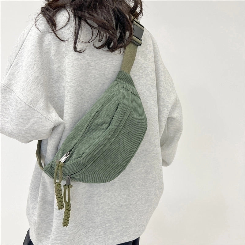Women's Streetwear Solid Color Corduroy Waist Bags