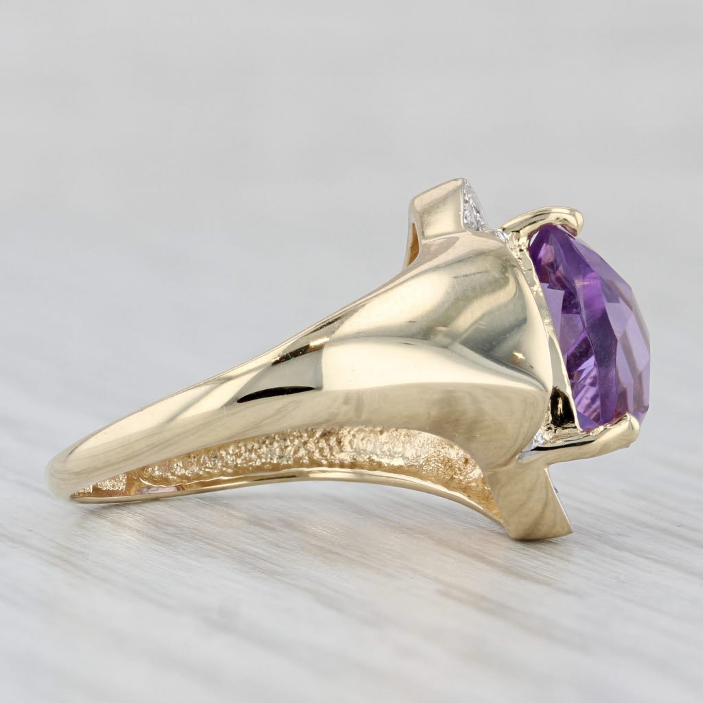 3.65ctw Amethyst Diamond Ring 14k Yellow Gold Size 6.25 Cocktail
