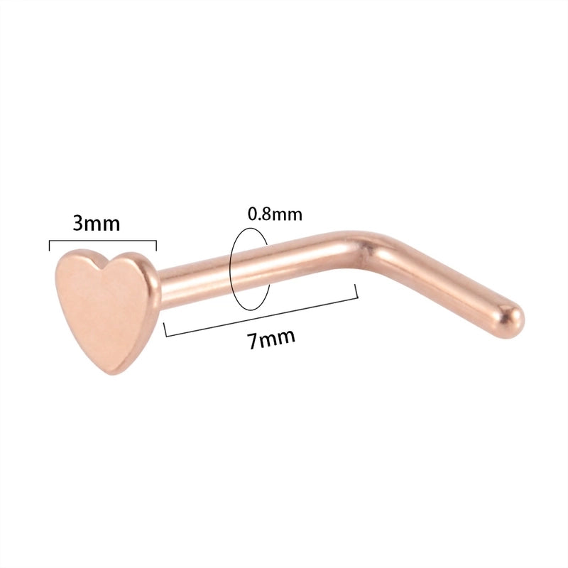 1 Piece Nose Rings & Studs Minimalist Heart Shape 304 Stainless Steel Plating 18K Gold Plated