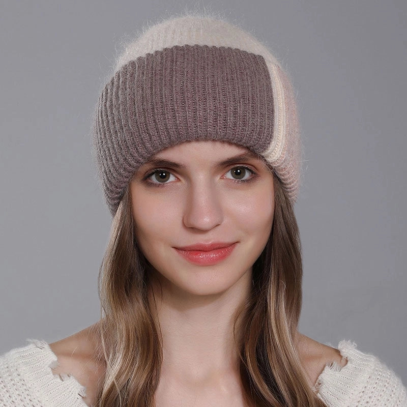 Women's Minimalist Color Block Flat Eaves Wool Cap