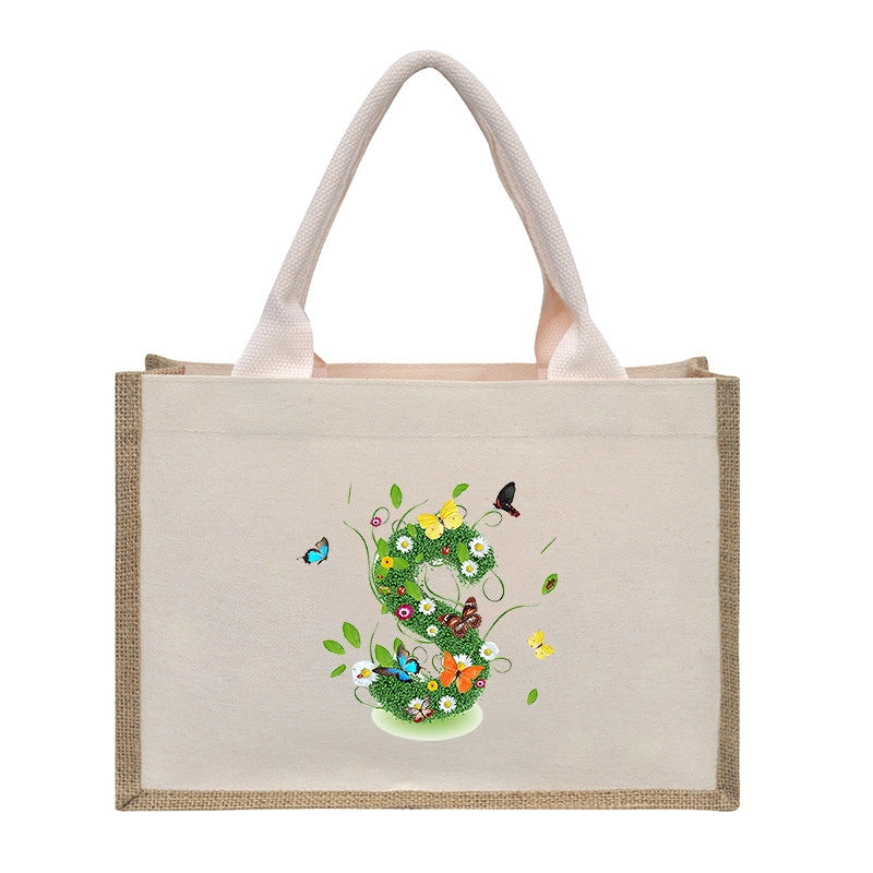 Women's Medium Canvas Letter Basic Classic Style Open Shopping Bags
