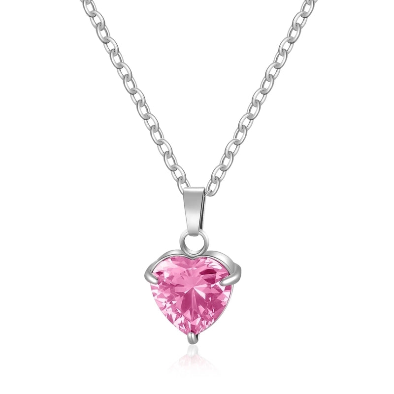 304 Stainless Steel 316 Stainless Steel  Minimalist Classic Style Inlay Heart Shape Zircon Pendant Necklace