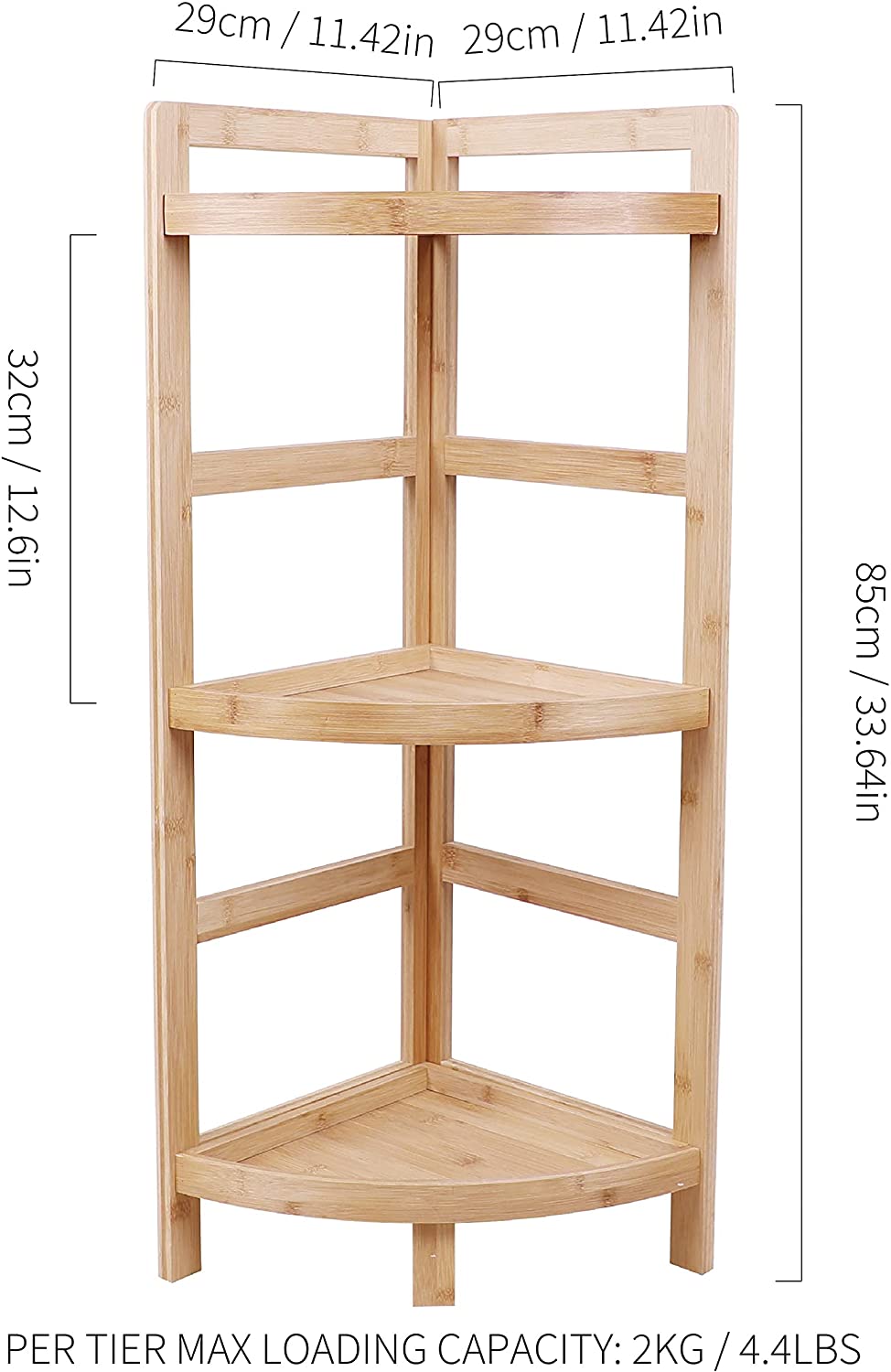 3 Tier Bamboo Corner Shelf Storage Rack