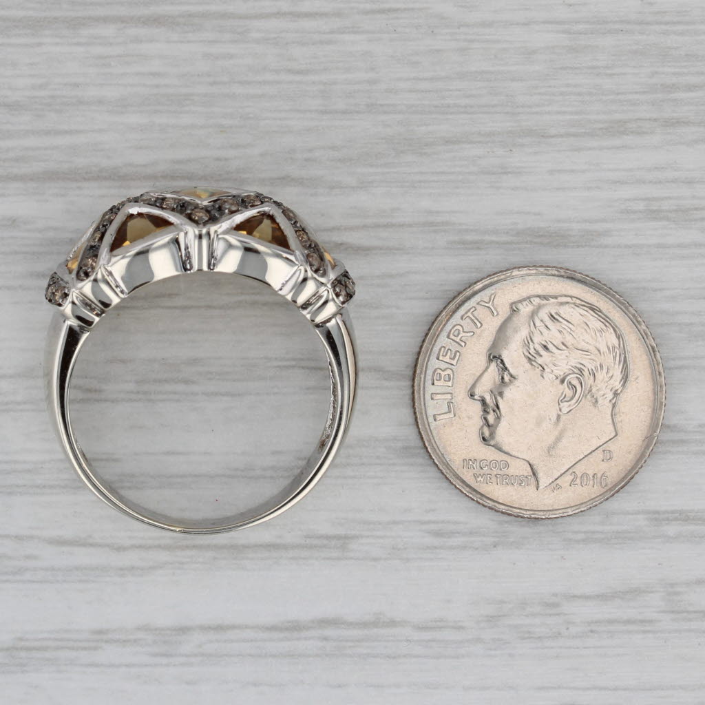 New Citrine Diamond X Ring 10k White Gold Size 8 Cocktail