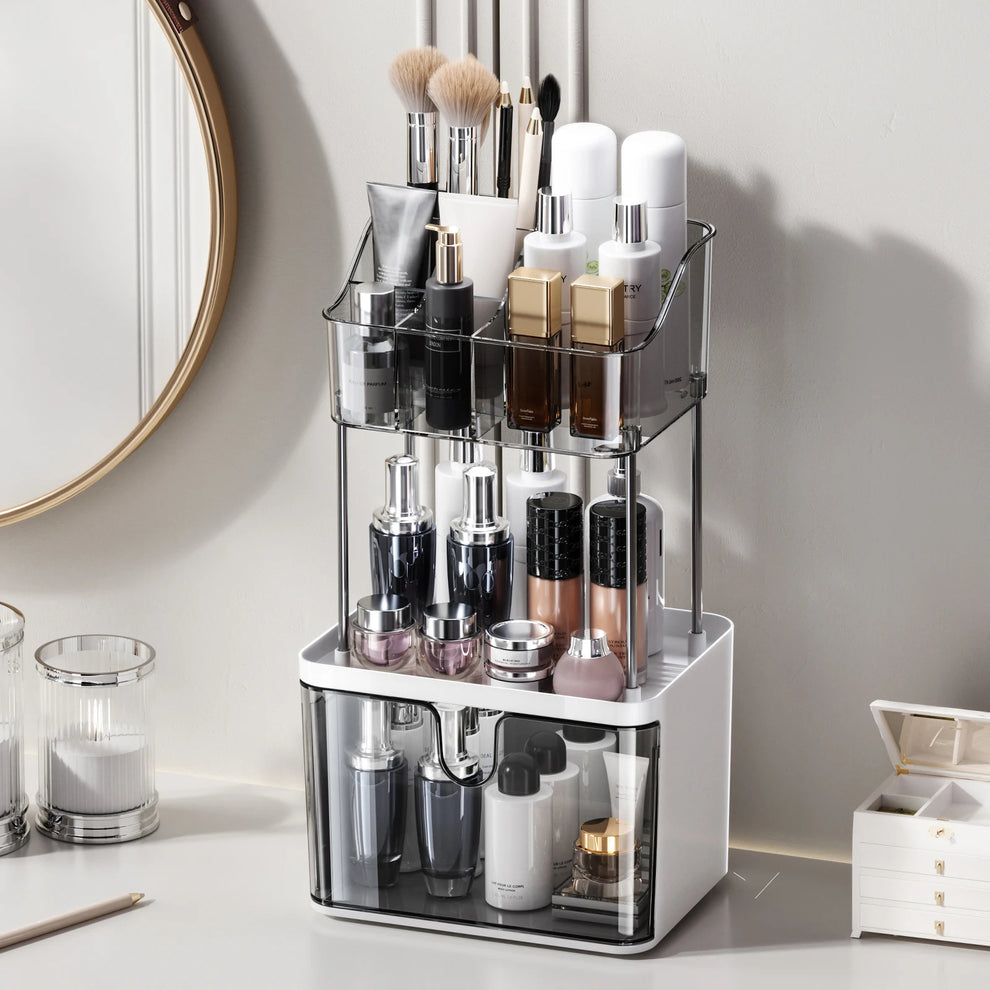 2 Tier Cosmetics and Skincare Organiser With Drawer