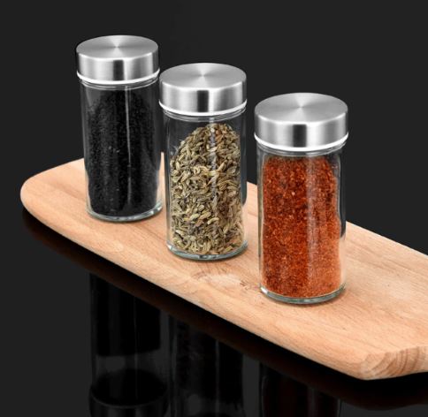 Stainless Steel Condiment Set Spice Jar Rack. 16Pcs Kitchen Cruet Condiment Bottle