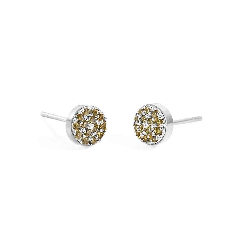 Minimalist Round Stainless Steel Inlay Artificial Diamond Ear Studs 1 Pair