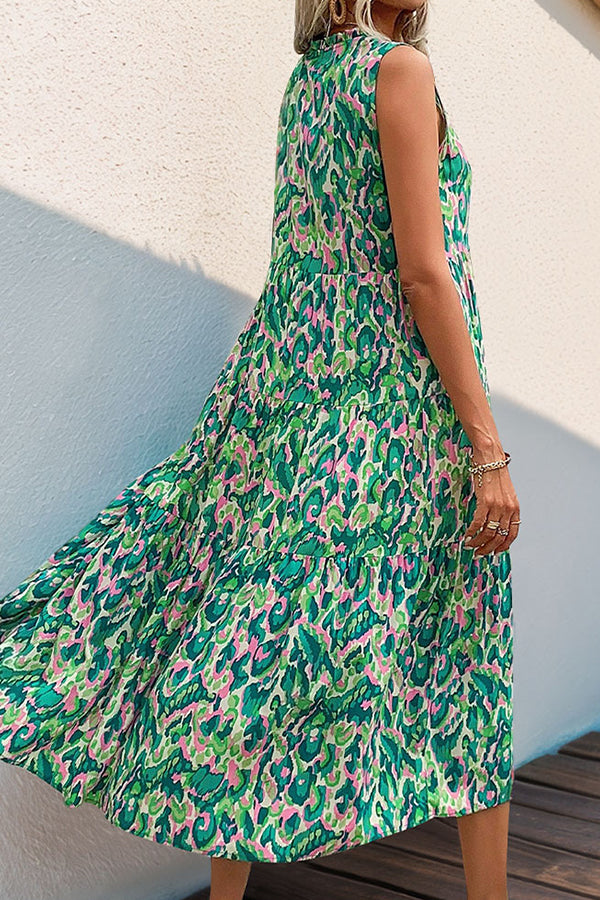 Bohemia Floral Print Fashion Midi Dress