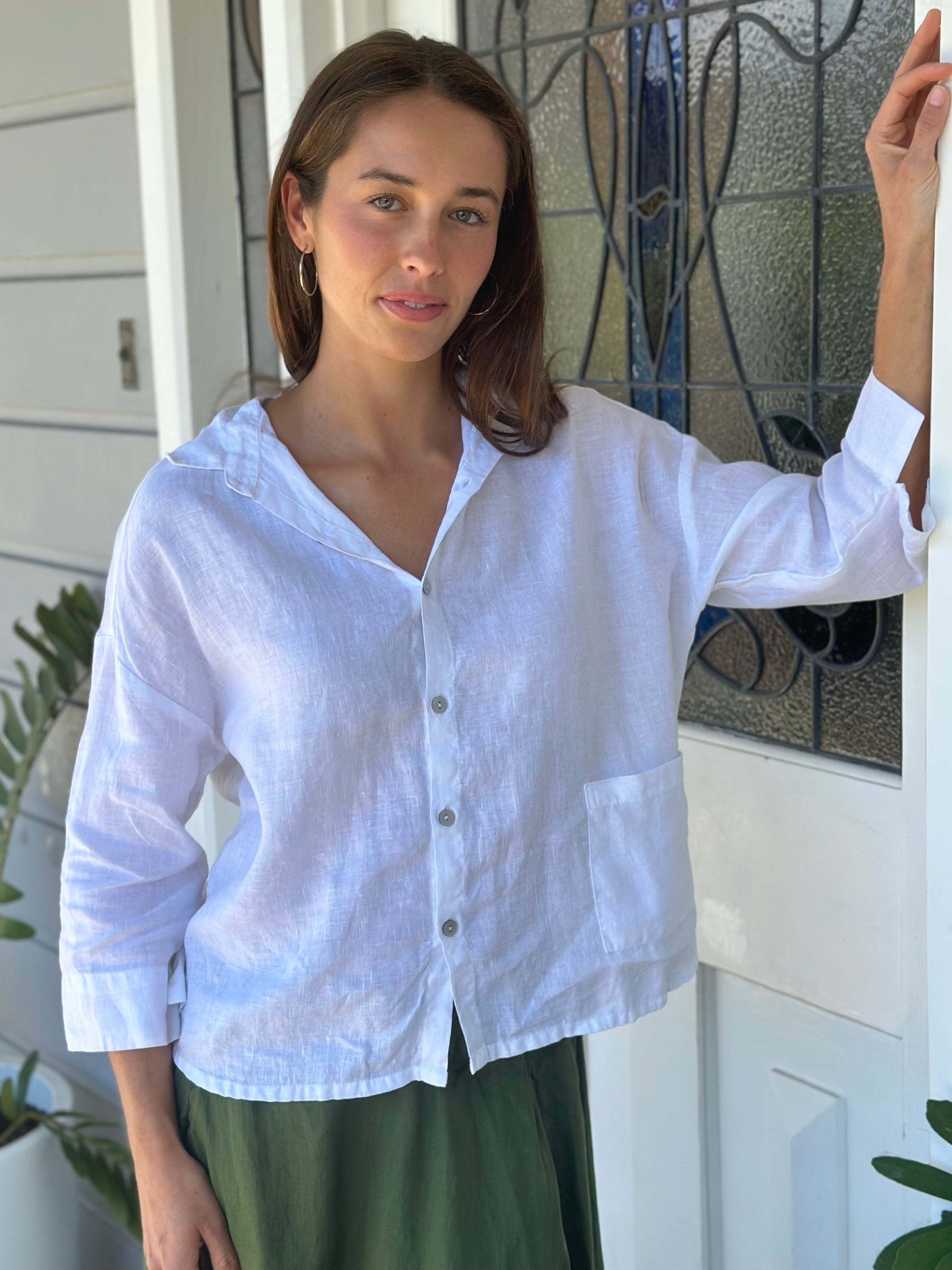deanna shirt- white linen