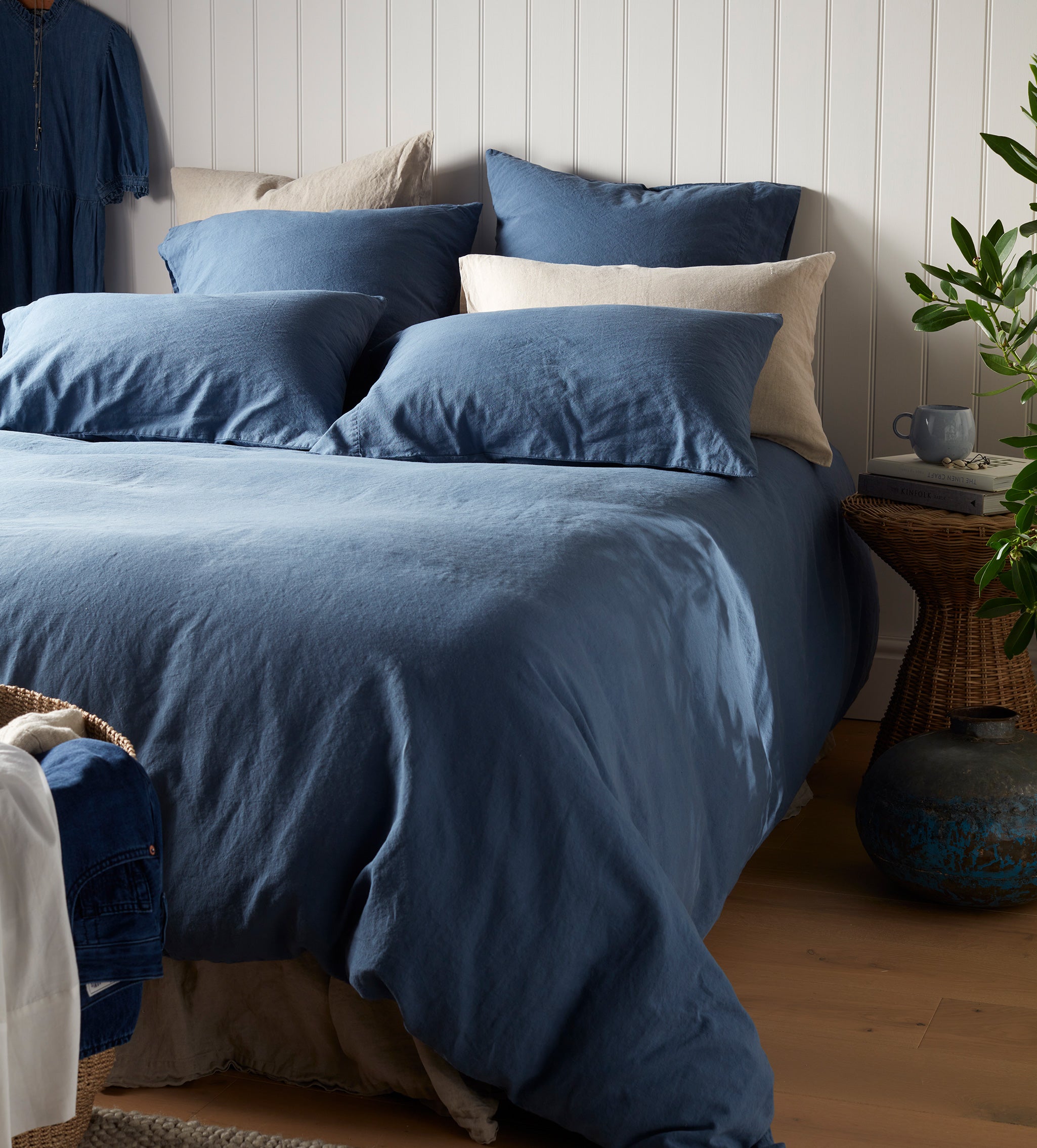 Blue Linen Blend Duvet Cover