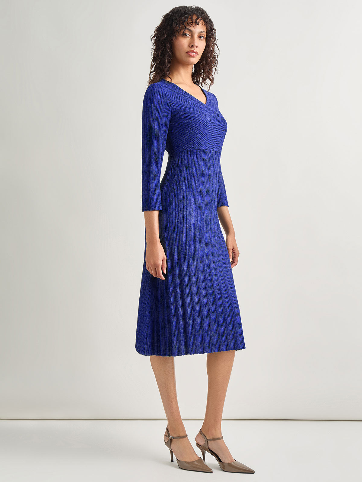 Textural Stripe Knit Midi Dress