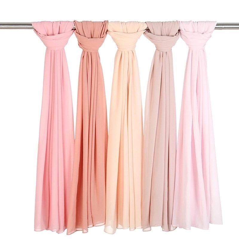 Women's Minimalist Solid Color Chiffon Cotton Linen Scarves