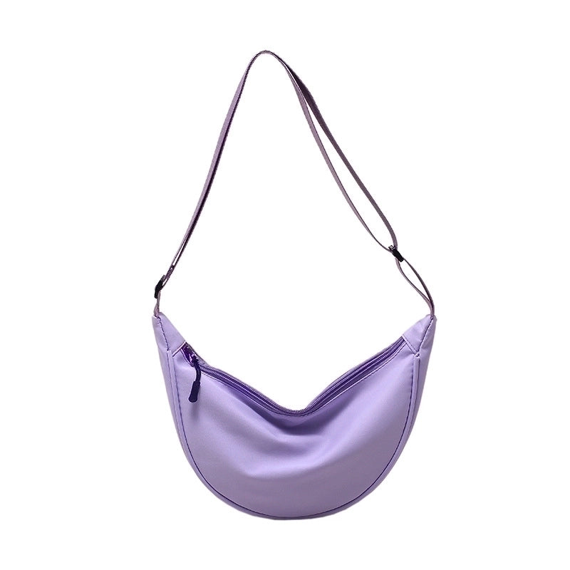 Women's Medium Nylon Solid Color Streetwear Zipper Cloud Shape Bag