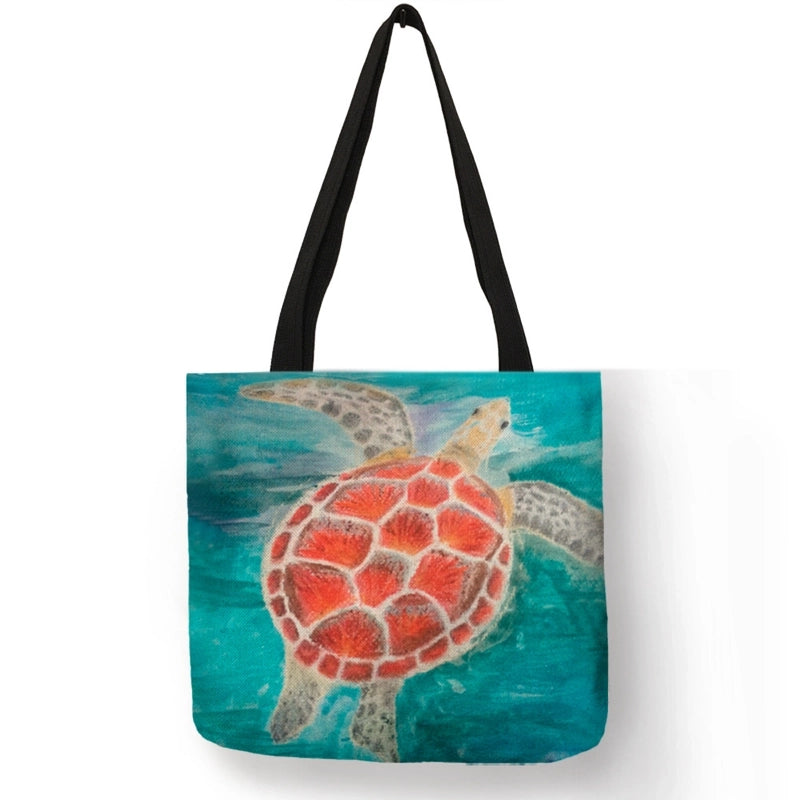 Women's Medium Polyester Animal Vacation Beach Square Open Tote Bag