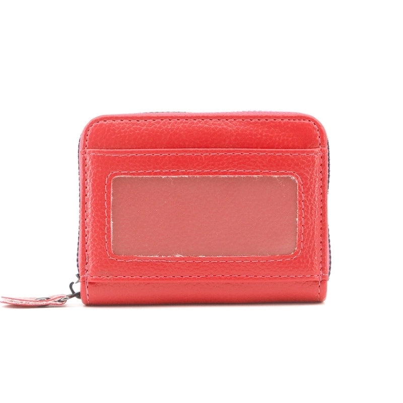 Unisex Solid Color Pu Leather Zipper Card Holders