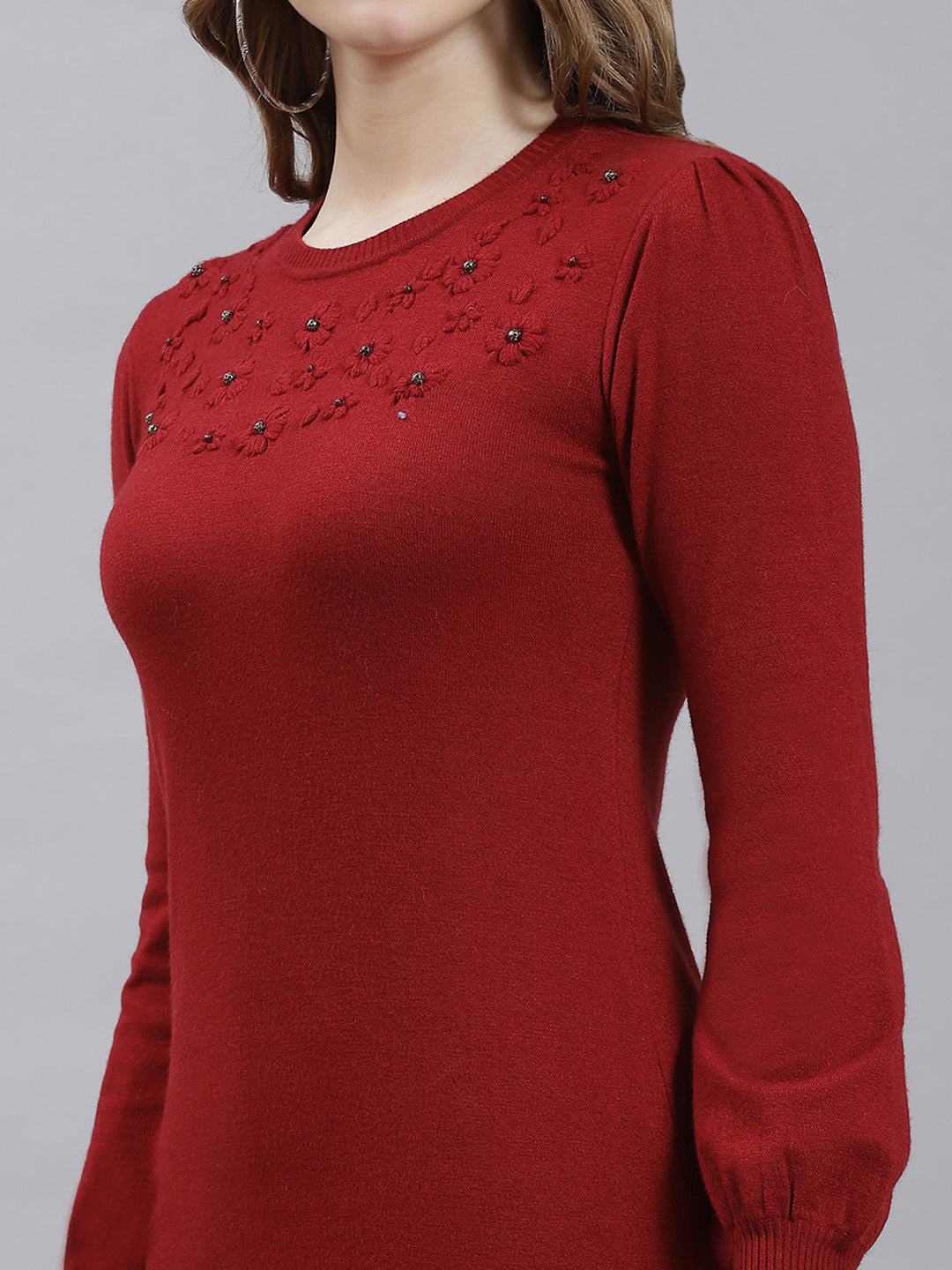 Women Maroon Plain Top