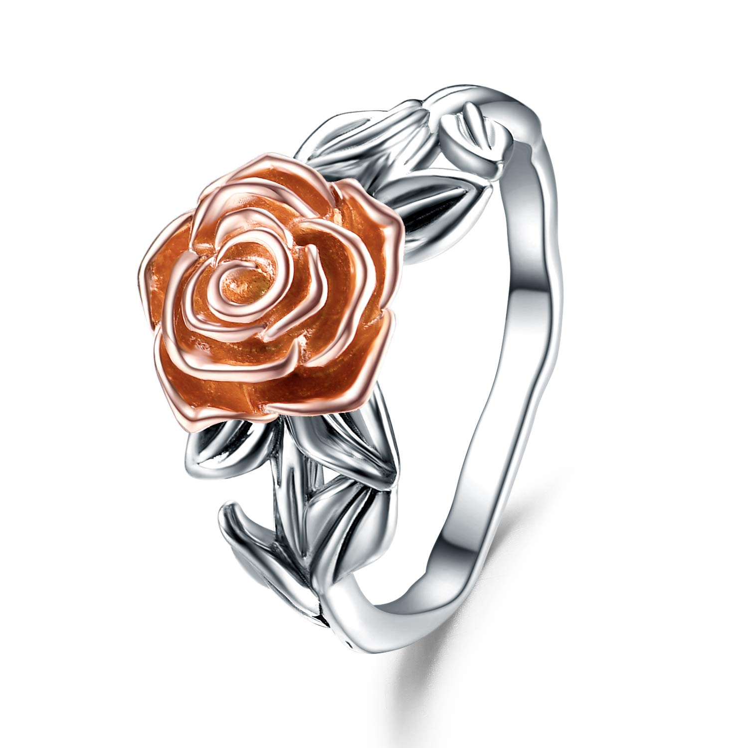 Three-dimensional Rose Engagement Ring 925 Sterling Silver Flower Jewelry Proposal Anniversary Gift Wedding Rings for Women