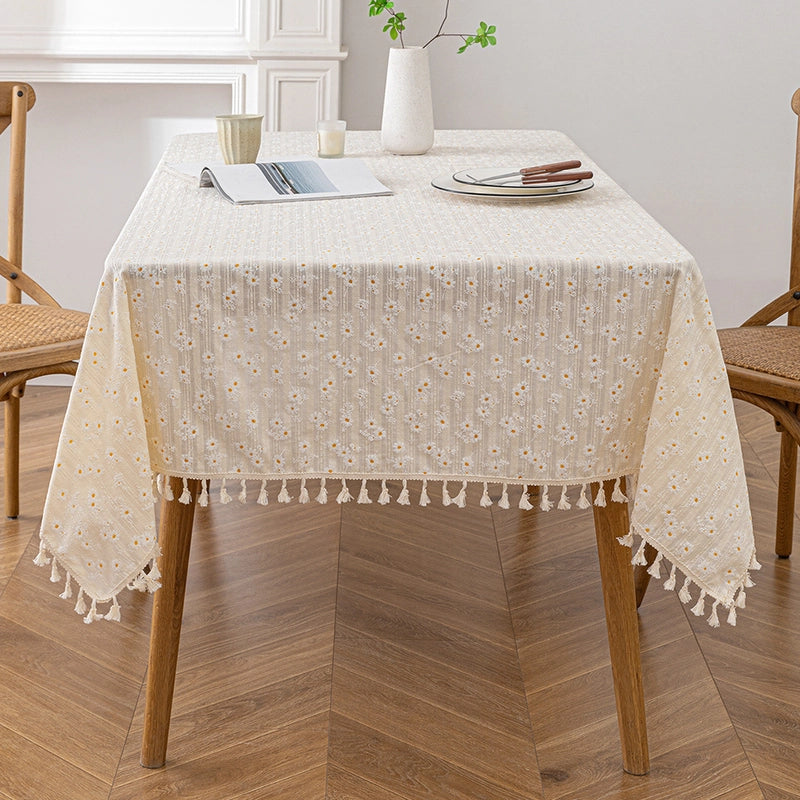 Fresh Daisy Tablecloth  Pastoral Floral Tablecloth Cotton And Linen Table Mat Coffee Table Table Cover Cloth