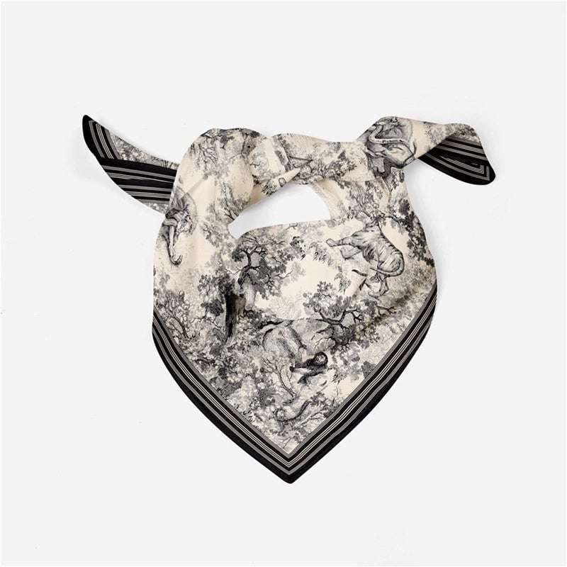 Women's Minimalist Classic Style Color Block Polyester Printing Flowers Silk Scarf
