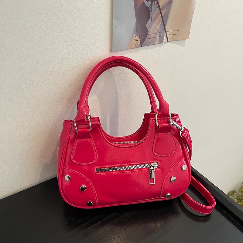 Women's Medium Pu Leather Solid Color Streetwear Zipper Underarm Bag