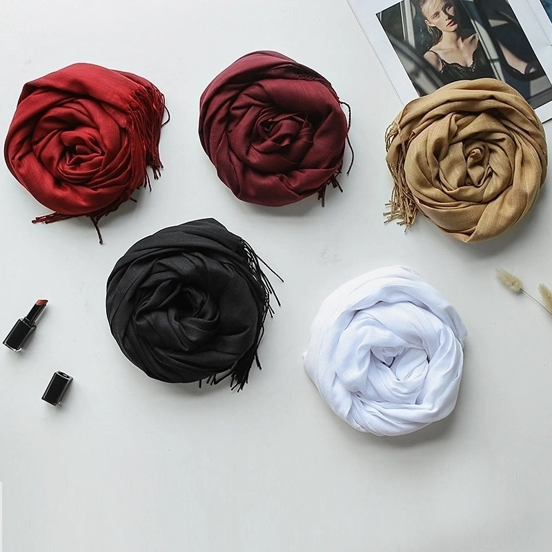 Unisex Minimalist Solid Color Polyester Scarf