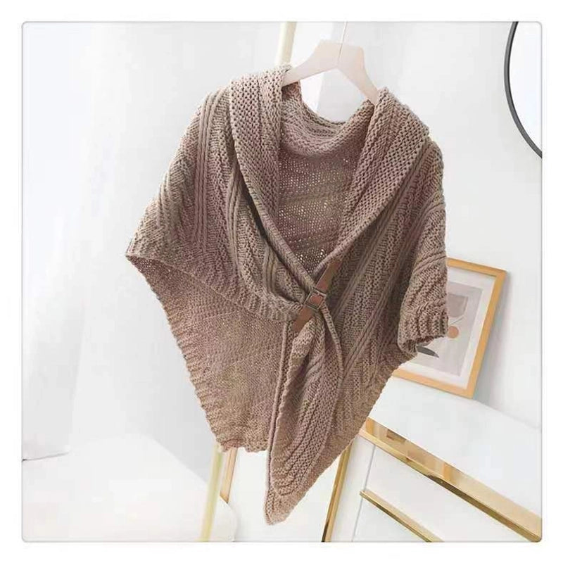 Popular Cloak Spring And Autumn New Warm Leather Buckle Shawl Internet Celebrant New Twill Cloak Anchor Recommended
