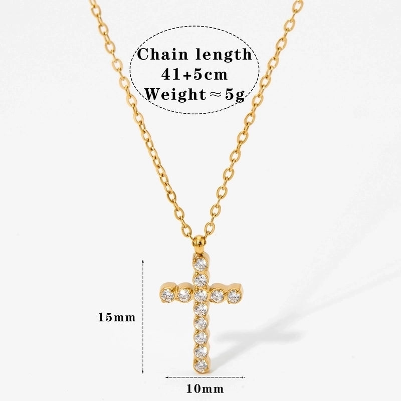 Modern Style Artistic Cross 304 Stainless Steel 16K Gold Plated White Gold Plated Necklace