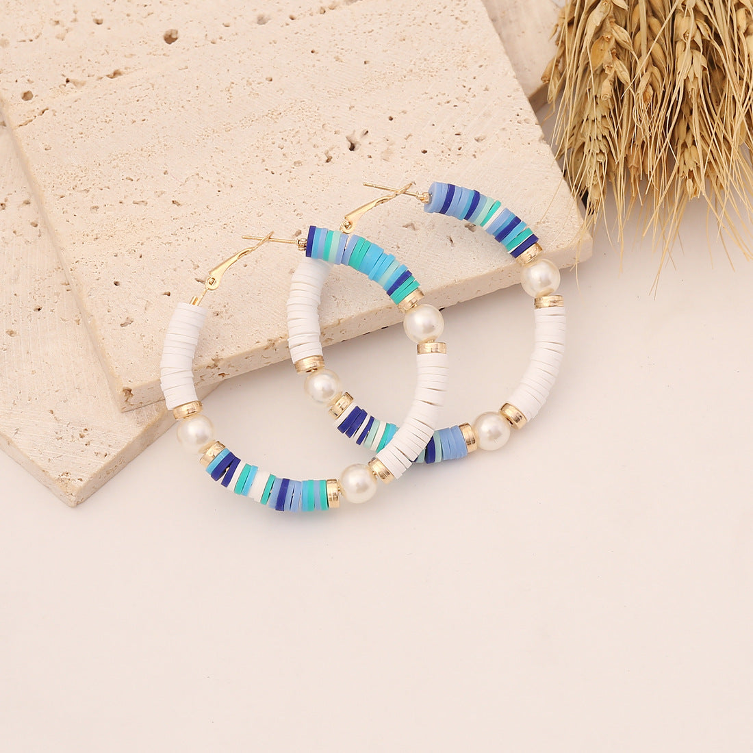 Women Fashion Bohemian U-Shape Polymer Clay Earrings