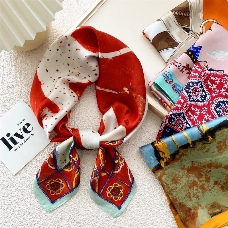 Unisex Sweet Silk Printing Silk Scarf