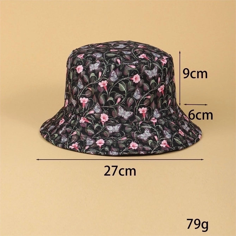 Women's Bohemian Beach Ditsy Floral Printing Wide Eaves Bucket Hat