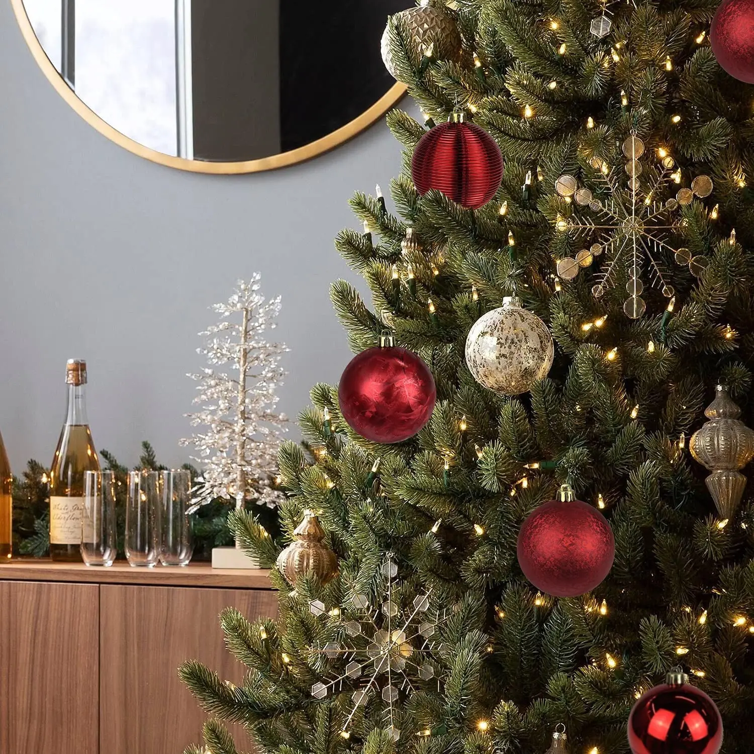 New Design Exquisite Champagne Christmas Balls Shatterproof Plastic Christmas Baubles For Xmas Tree Decorations