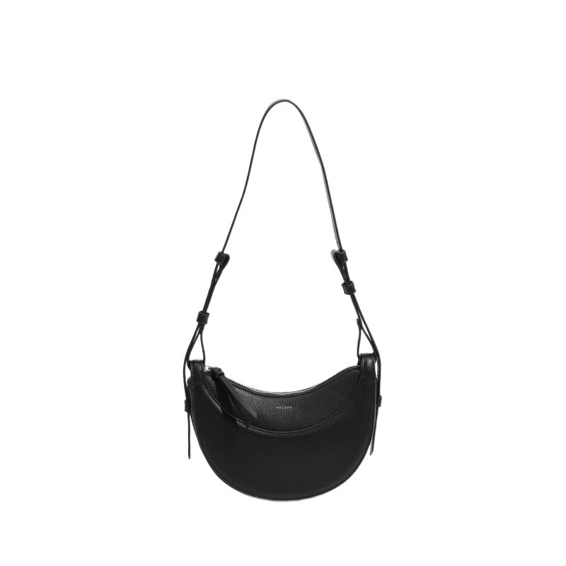 Women's Leather Solid Color Basic Classic Style Dumpling Shape Zipper Cloud Shape Bag Shoulder Bag Underarm Bag