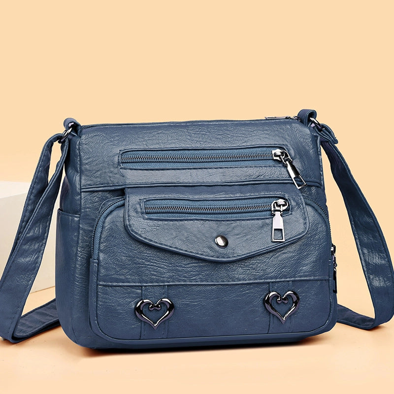 Middle-aged And Elderly People's Bag Women's Bag Crossbody Bag Soft Leather Multi-pocket Shoulder Bag Women's Mother's Bag Travel Backpack
