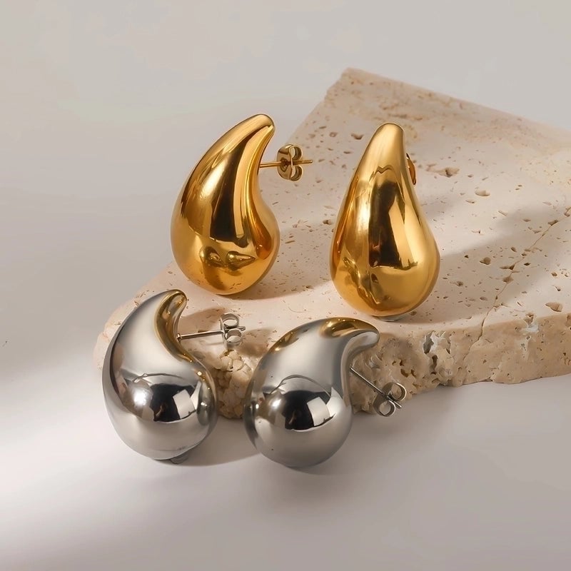 1 Pair Minimalist Classic Style Water Droplets Plating 316L Stainless Steel  18K Gold Plated Ear Studs