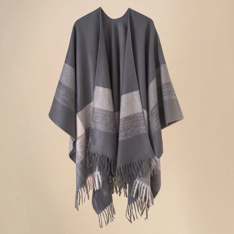 Women's Casual Lattice Polyester Tassel Shawl