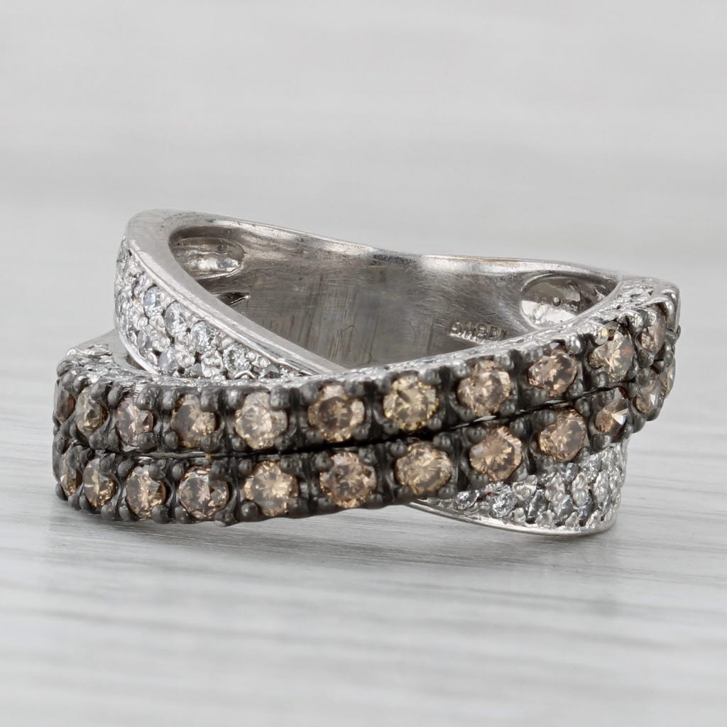 1.37ctw Diamond Overlay Ring Argyle Champagne White Diamonds 18k Gold Size 6